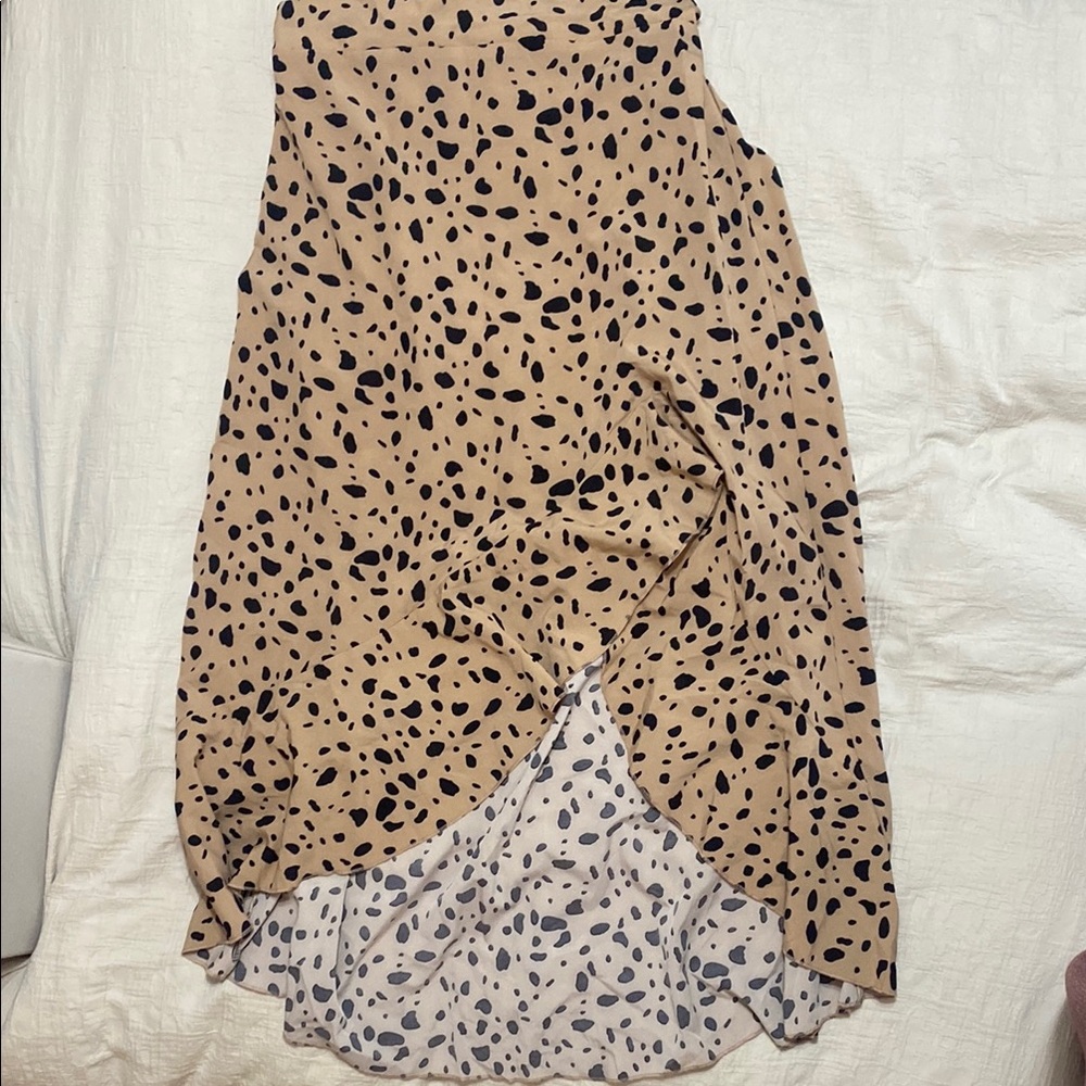 Stylish Tan and Black Polka Dot Skirt